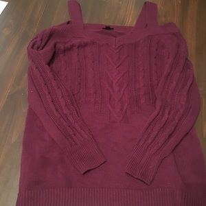 Burgundy cold shoulder sweater